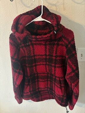 PINK Victoria’s Secret Buffalo Plaid Teddy Hoodie Pullover